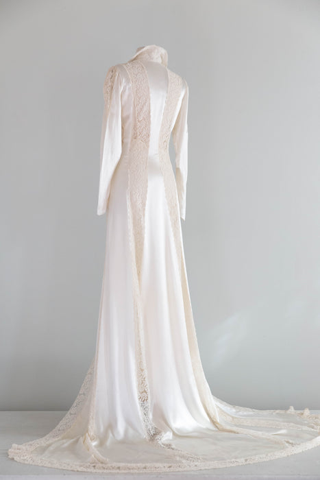 Sublime 1930’s Wedding Coat With Lace Insets and Train / SM
