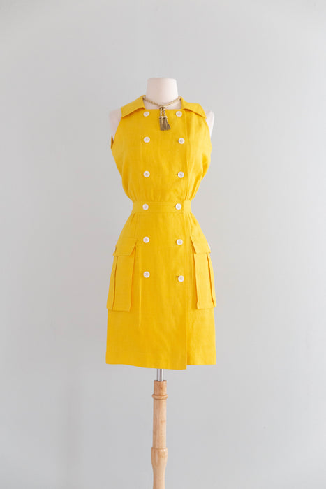 valentino dress vintage Vintage 1980's Valentino Daffodil Yellow Linen Spring Day Dress / S –  Xtabay Vintage