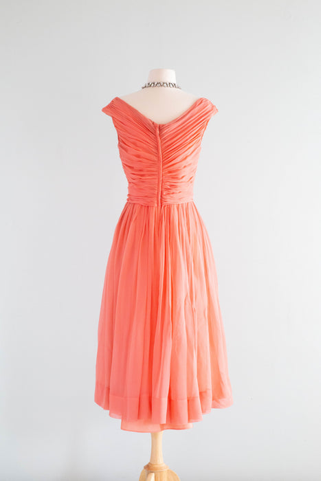 coral birthday dress Simple A Line Coral Chiffon Long Bridesmaid Dresses, Bridal Party Dress, MBD322