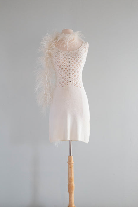 Fabulous 1960's St. John Knit Ivory Knit Mini Dress / SM