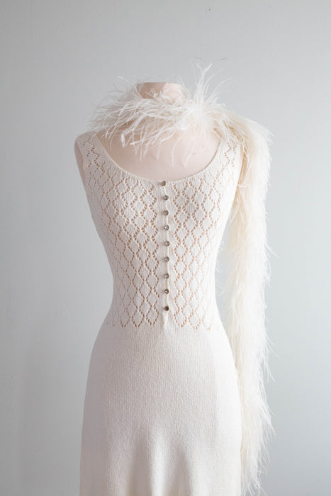 Fabulous 1960's St. John Knit Ivory Knit Mini Dress / SM