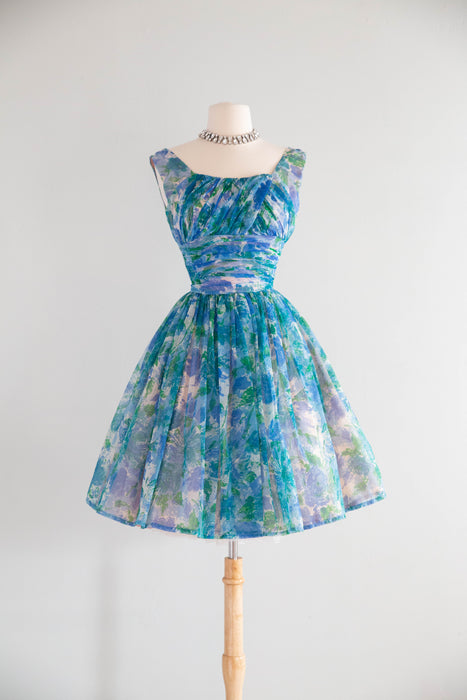 Ethereal Early 1960's Impressionist Garden Party Dress / S