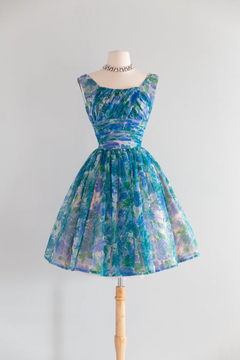 Ethereal Early 1960's Impressionist Garden Party Dress / S