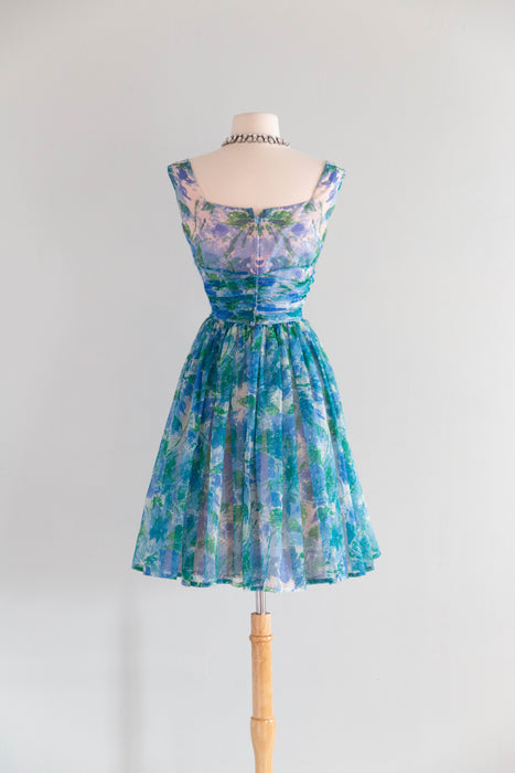 Ethereal Early 1960's Impressionist Garden Party Dress / S