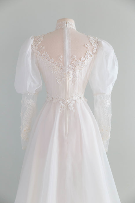 Dreamy Early 1980's Fairytale Wedding Gown With Train / S