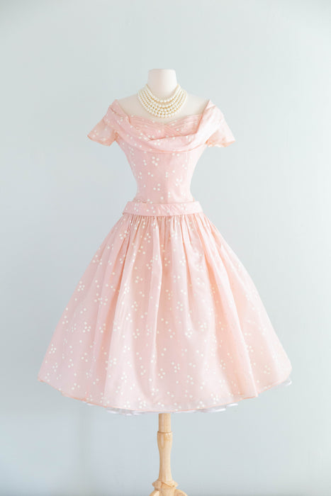 Iconic 1950's Pink Polka Dot Organza Party Dress / M Xtabay Vintage Iconic 1950's Pink Polka Dot Organza Party Dress / M Xtabay Vintage