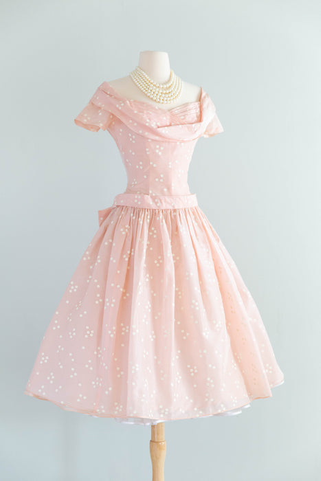 Iconic 1950's Pink Polka Dot Organza Party Dress / M
