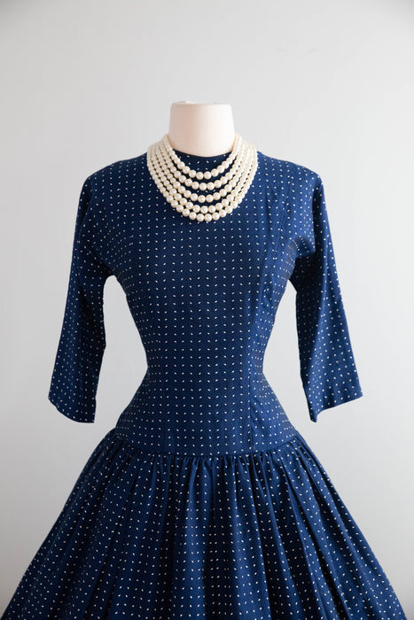 Classic 1950's Navy Blue New Look Era Dress by Lanz / SM