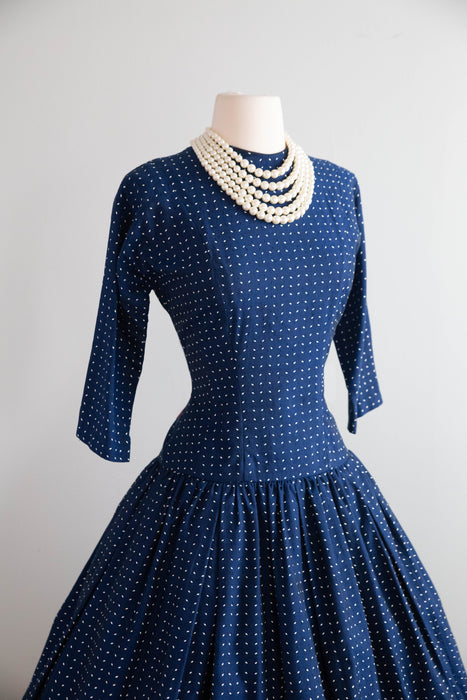 Classic 1950's Navy Blue New Look Era Dress by Lanz / SM