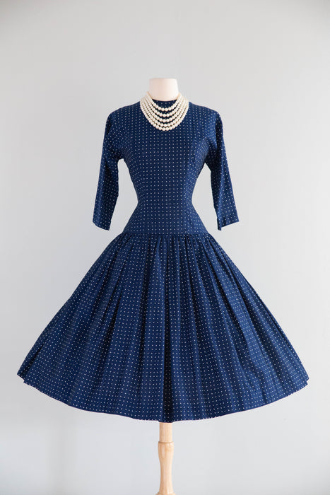 Classic 1950's Navy Blue New Look Era Dress by Lanz / SM