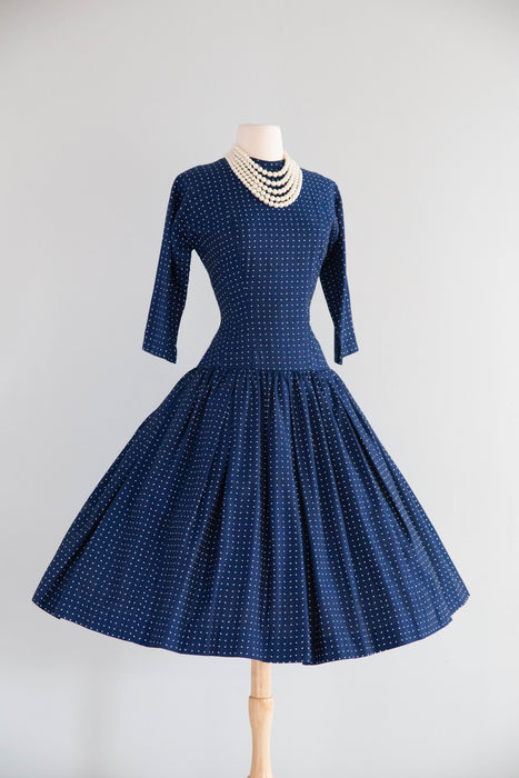 Classic 1950's Navy Blue New Look Era Dress by Lanz / SM