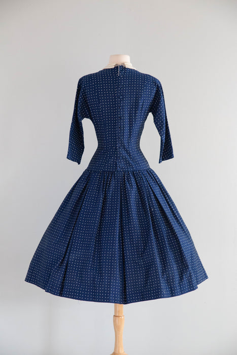 Classic 1950's Navy Blue New Look Era Dress by Lanz / SM