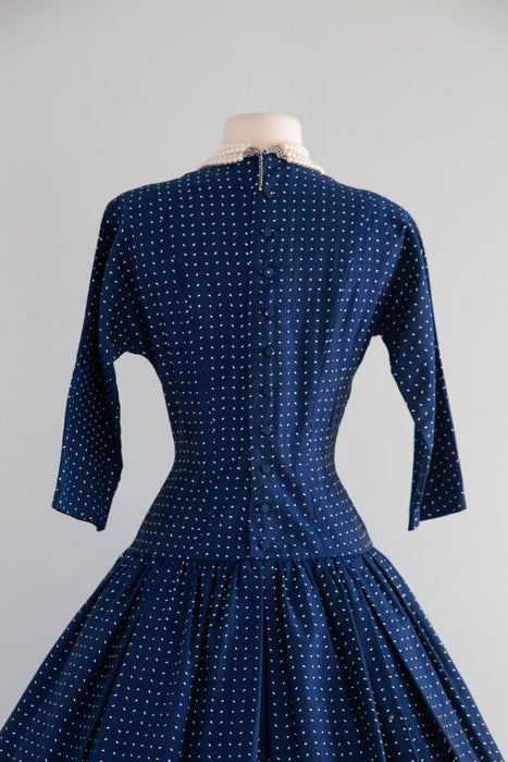 Classic 1950's Navy Blue New Look Era Dress by Lanz / SM