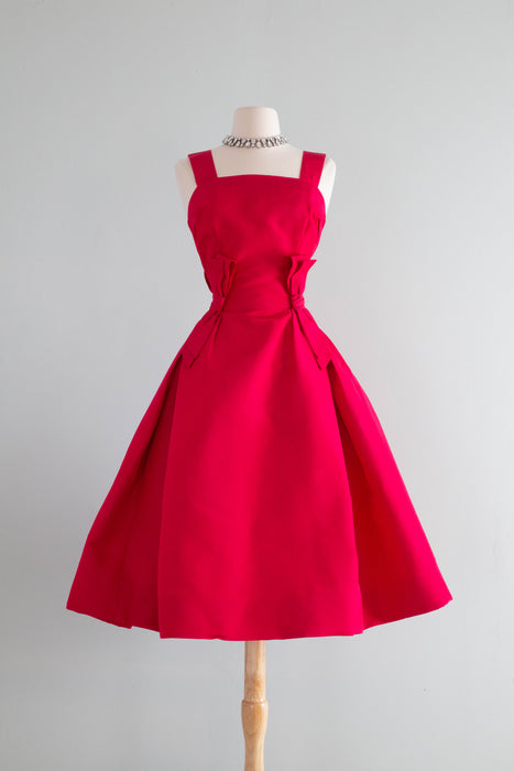 pink and red cocktail dress Exquisite 1950's Christian Dior Demi Couture Camellia Pink Silk Cockta – Xtabay Vintage