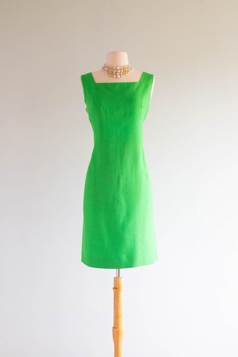 Fabulous 1960's Lime Green Dress & Coat Set Florence Sisman Collection / ML