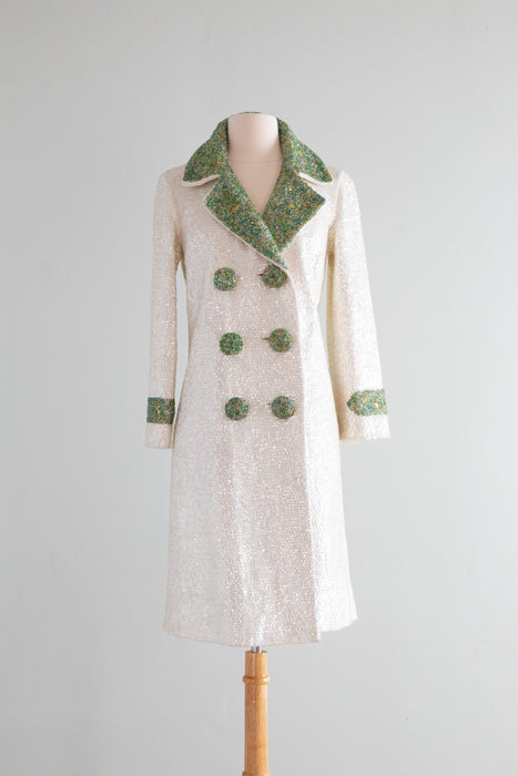 Fabulous 1960's Fully Sequined & Beaded Glamour Coat / Medium