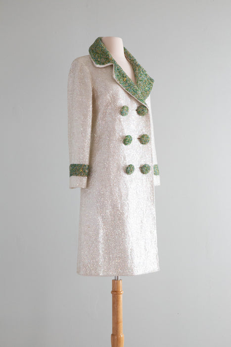 Fabulous 1960's Fully Sequined & Beaded Glamour Coat / Medium