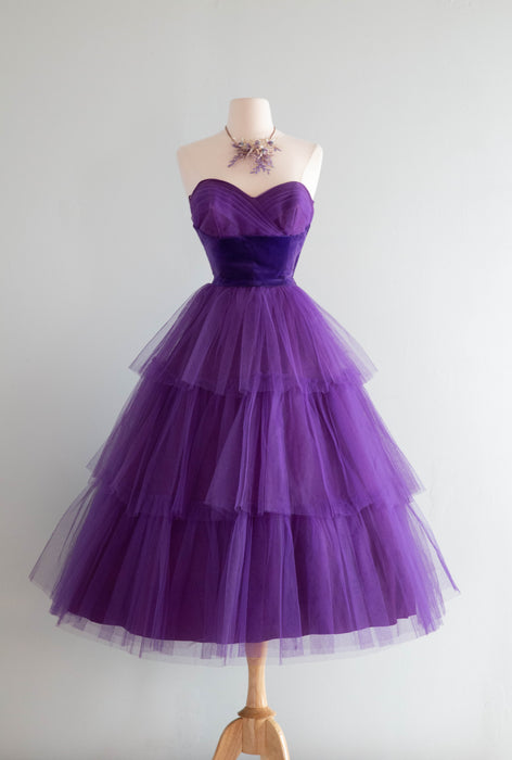 Spectacular 1950's Purple Velvet & Tulle Prom Dress / Small – Xtabay Vintage Spectacular 1950's Purple Velvet & Tulle Prom Dress / Small – Xtabay Vintage