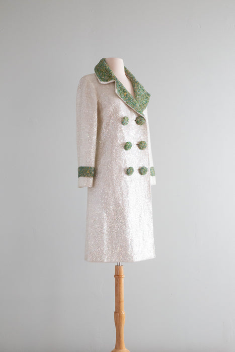 Fabulous 1960's Fully Sequined & Beaded Glamour Coat / Medium