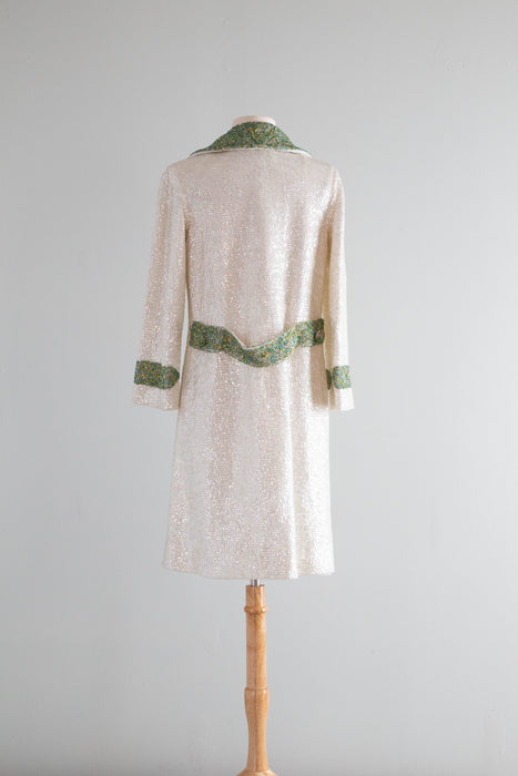 Fabulous 1960's Fully Sequined & Beaded Glamour Coat / Medium