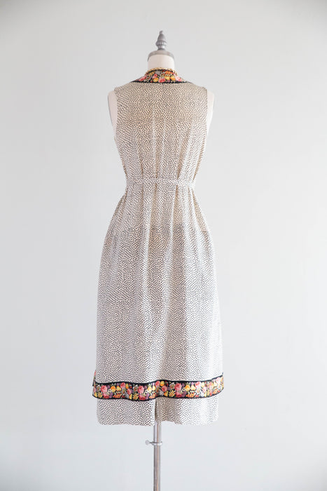 Exquisite 1920's Polka Dots & Fruit Silk Flapper Dress / SM