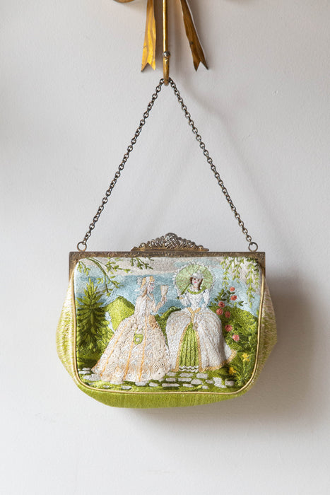 Lovely Antique Embroidered Handbag Crafted By Maud Hundley