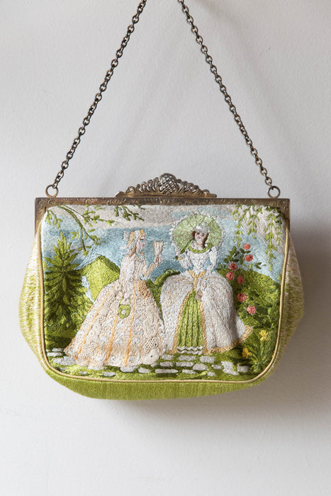 Lovely Antique Embroidered Handbag Crafted By Maud Hundley
