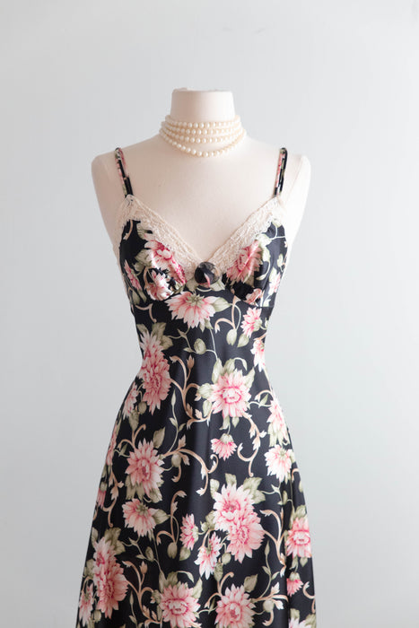 Gorgeous 1990's Christian Dior Floral Print Slip Dress / S