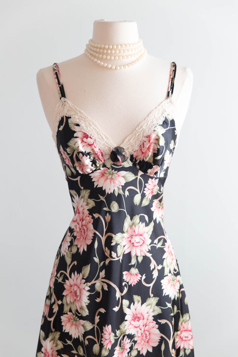 Gorgeous 1990's Christian Dior Floral Print Slip Dress / S