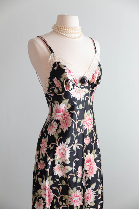 Gorgeous 1990's Christian Dior Floral Print Slip Dress / S