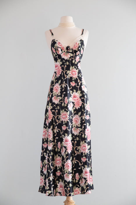 Gorgeous 1990's Christian Dior Floral Print Slip Dress / S