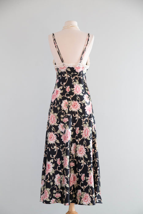 Gorgeous 1990's Christian Dior Floral Print Slip Dress / S