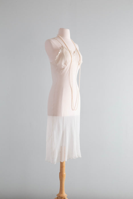 Ethereal 1930's Silk Chiffon Sheer Bias Cut Slip Dress / Medium