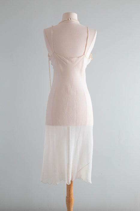 Ethereal 1930's Silk Chiffon Sheer Bias Cut Slip Dress / Medium