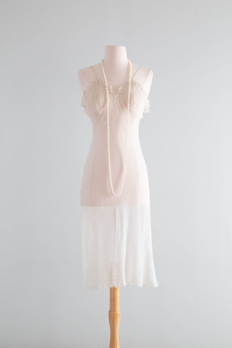 Ethereal 1930's Silk Chiffon Sheer Bias Cut Slip Dress / Medium Ethereal 1930's Silk Chiffon Sheer Bias Cut Slip Dress / Medium