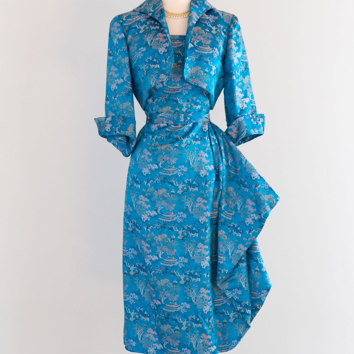 Glamorous 1950's Betty Higgins Originals Sarong Style Dress In