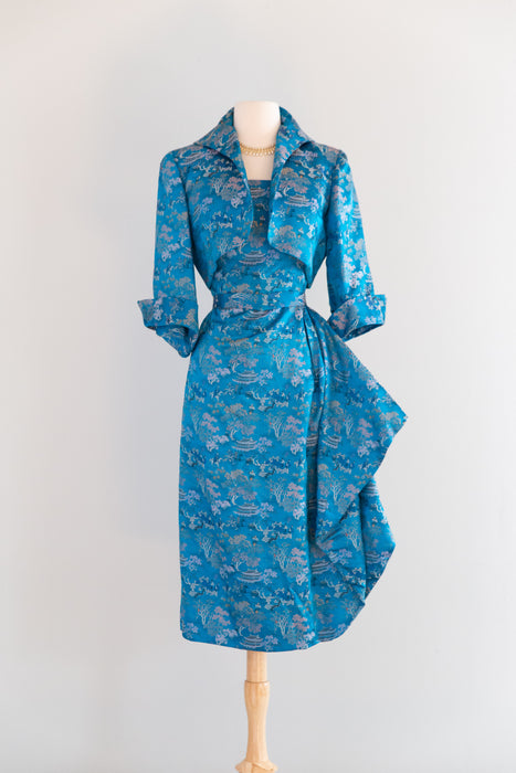 Glamorous 1950's Betty Higgins Originals Sarong Style Dress In Chinese – Xtabay Vintage