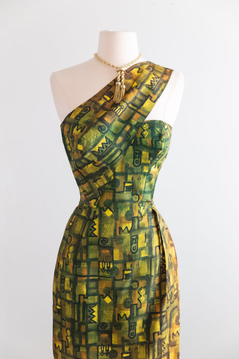 Showstopping 1960's Kamehameha Sarong Hawaiian Dress With Built In Bra / XS