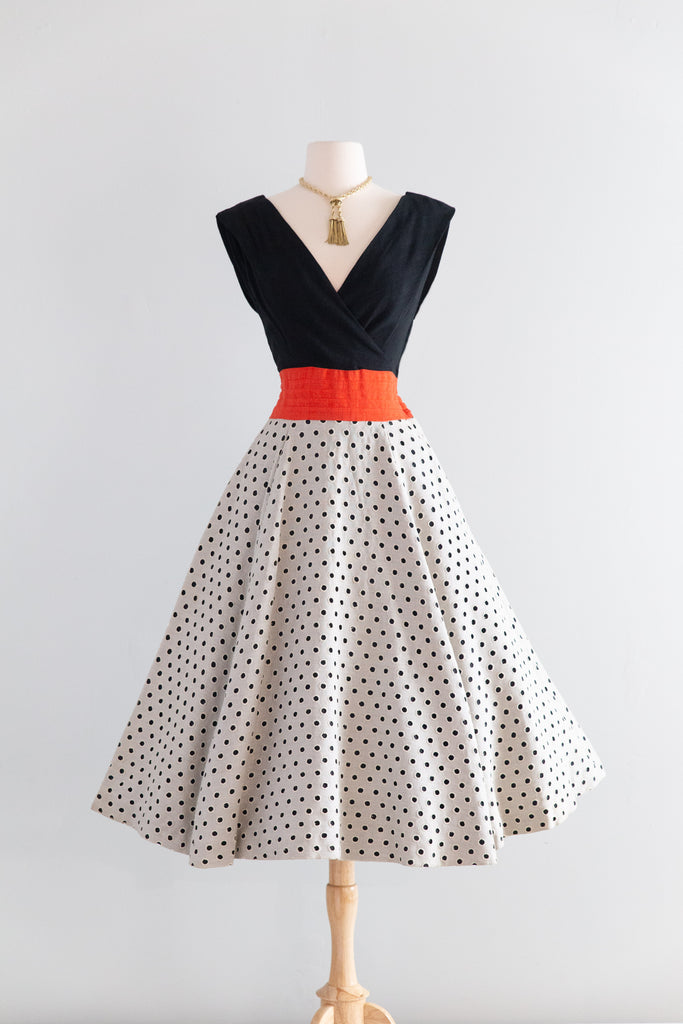 Fabulous Early 1950's Claudia Young Polka Dot Linen Dress With Pockets –  Xtabay Vintage