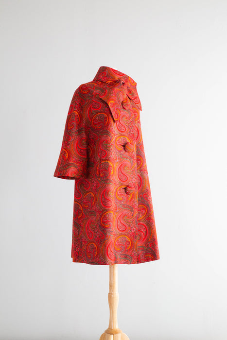 Fabulous Psychedelic Paisley Print Swing Coat By Marguerite Rubel / ML