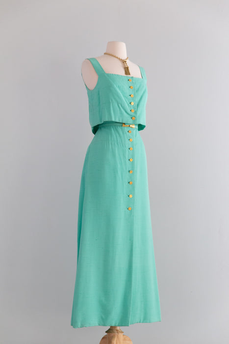Impossibly Chic 1960's Seafoam Green Evening Dress By Mollie Parnis New York / M