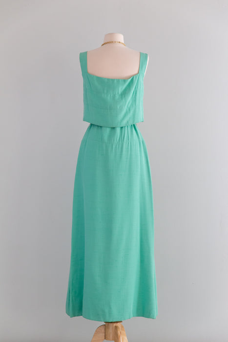 Impossibly Chic 1960's Seafoam Green Evening Dress By Mollie Parnis New York / M