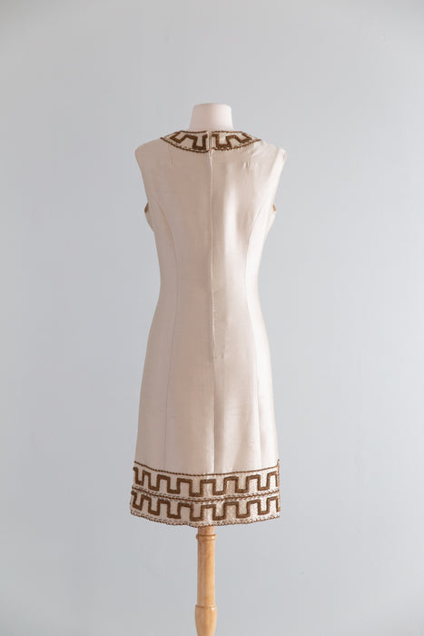 Stunning 1960's Shantung Silk Beaded Cocktail Dress / SM – Xtabay Vintage