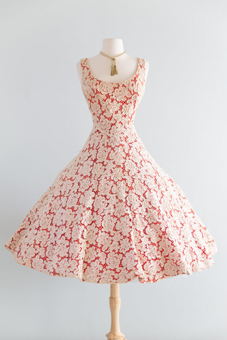 Gorgeous 1950's Maxwell Shieff Beverly Hills Lace Cocktail Dress / M