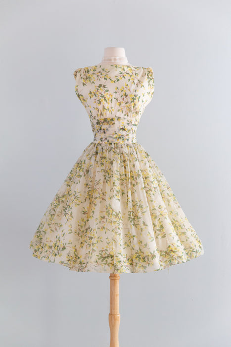 Stunning 1950's Jr. Theme Spring Floral Party Dress / Small