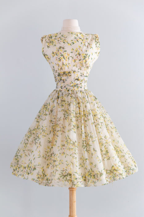 Stunning 1950's Jr. Theme Spring Floral Party Dress / Small