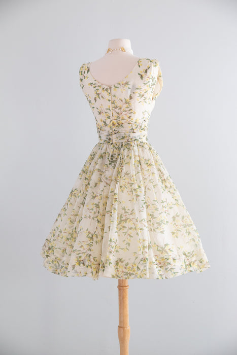 Stunning 1950's Jr. Theme Spring Floral Party Dress / Small