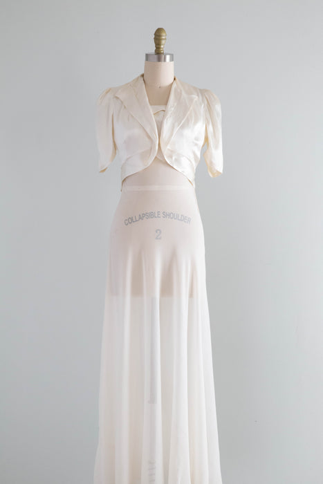 Old Hollywood Glamour 1930's Ivory Chiffon Bias Cut Evening Gown & Jac Xtabay Vintage Old Hollywood Glamour 1930's Ivory Chiffon Bias Cut Evening Gown & Jac Xtabay Vintage