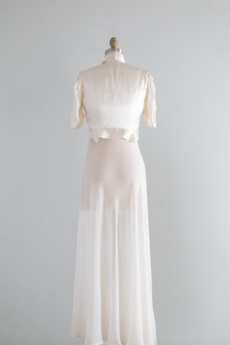 Old Hollywood Glamour 1930's Ivory Chiffon Bias Cut Evening Gown & Jac Xtabay Vintage Old Hollywood Glamour 1930's Ivory Chiffon Bias Cut Evening Gown & Jac Xtabay Vintage