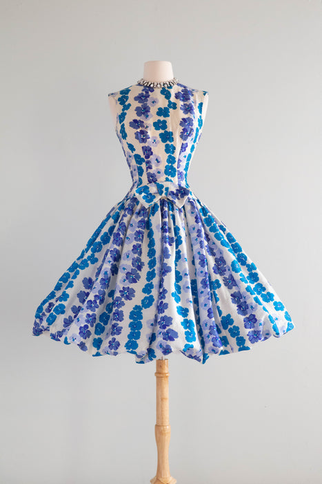Spectacular 1950's Silk Floral Print Bubble Skirt Party Dress By Mam's Xtabay Vintage Spectacular 1950's Silk Floral Print Bubble Skirt Party Dress By Mam's Xtabay Vintage